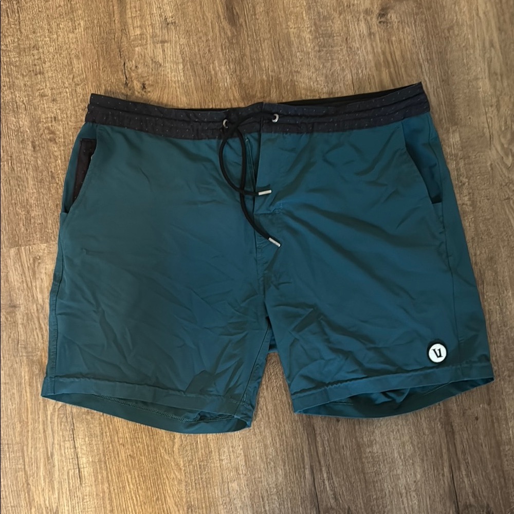 Vuori Men's Swim Trunks in Teal and Black